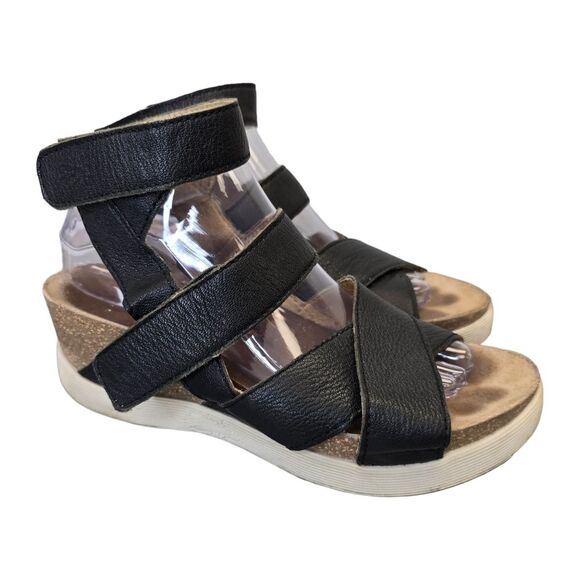 Fly London Women's Wedgefly Black Leather Platform Sandals EU 39 - Picture 3 of 16